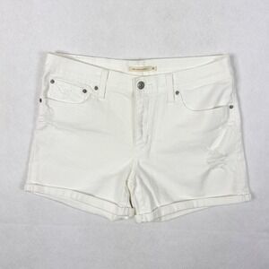 Levis‎ Mid Length Denim Shorts Womens 31 White Distressed Stretch